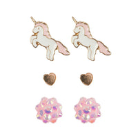 Boutique Studded Earrings - Unicorn 3 pair